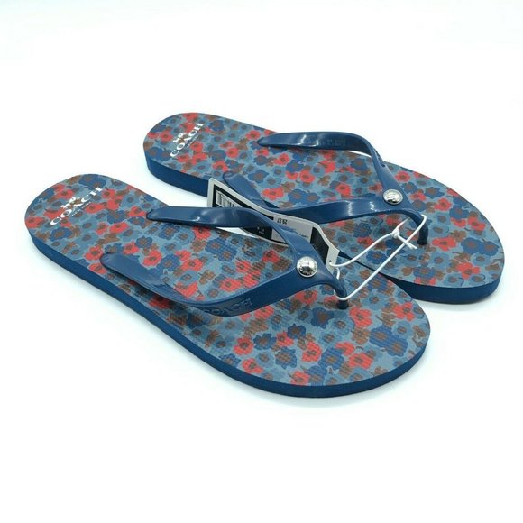 Coach Womens Flip Flop Sandals Floral Slip On - Picture 1 of 6